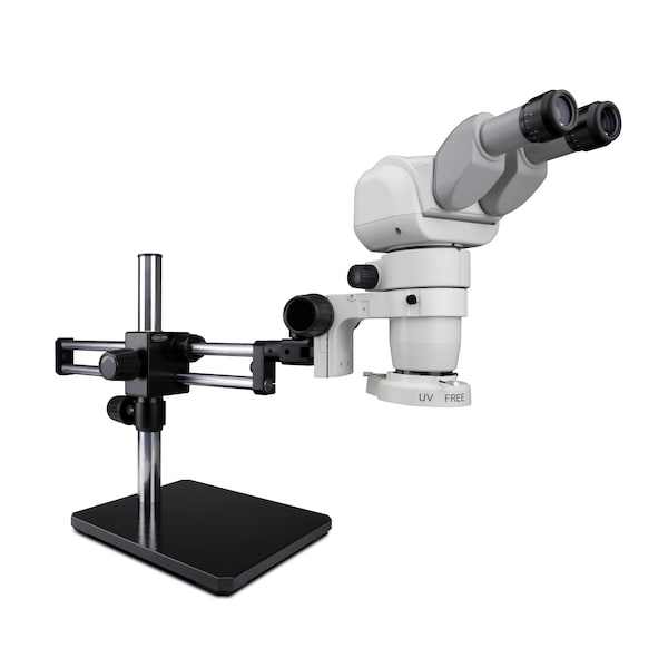 Ergo Stereo Zoom Microscope With LED Ring Light On Dual Arm Stand